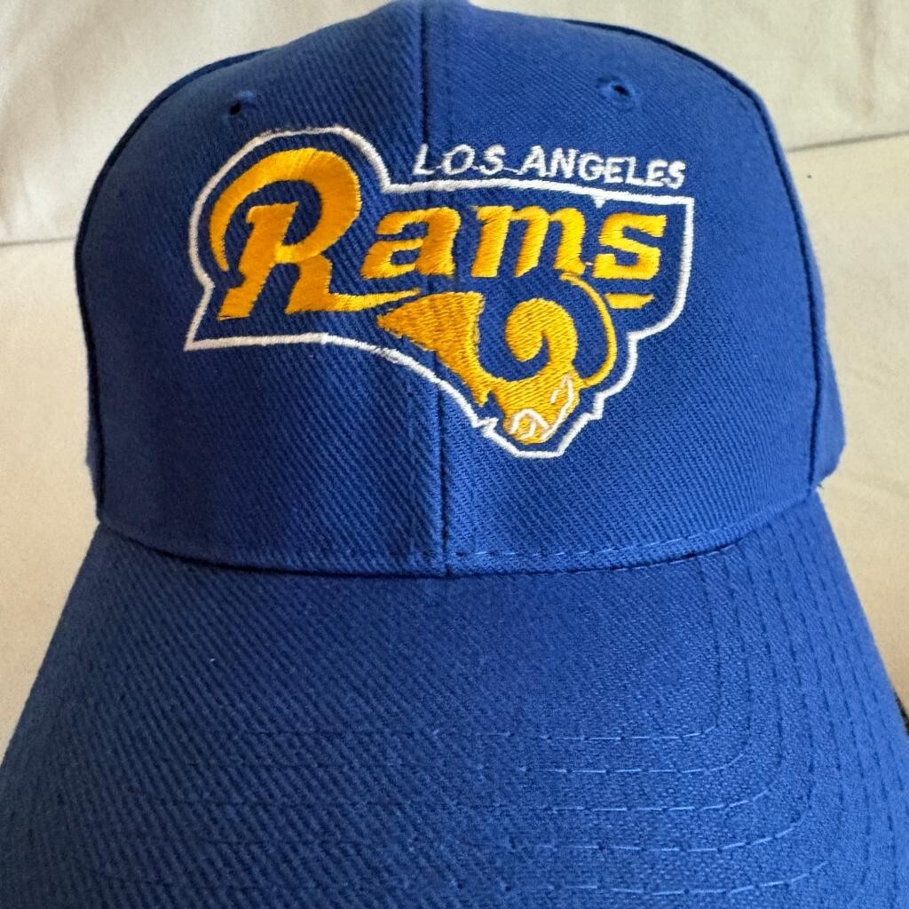 Los Angeles Rams Hat Cap Mens One Size Blue Yellow Embroidered Hook Loop