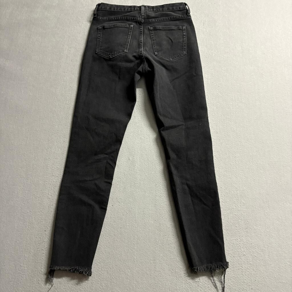 Everlane High Rise Skinny Jeans Womens 26 Black Denim Raw Hem Stretch