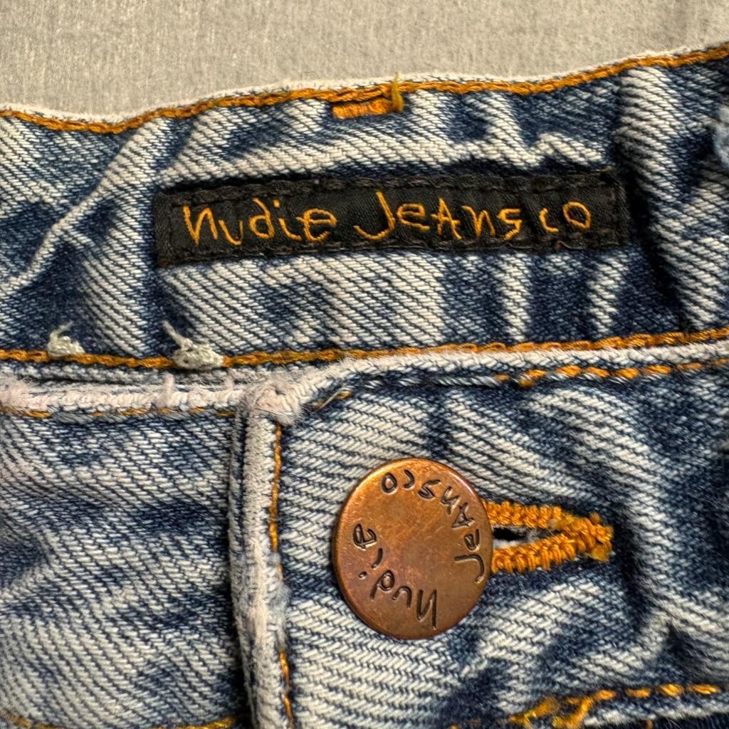 Nudie Jeans Co Mens 28x30 Blue Denim 100% Organic Cotton Straight Leg Jeans