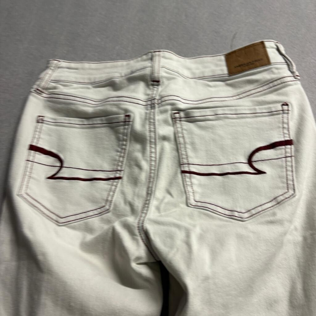 American Eagle Next Level Stretch Skinny Jeans Womens 00 Regular White Red