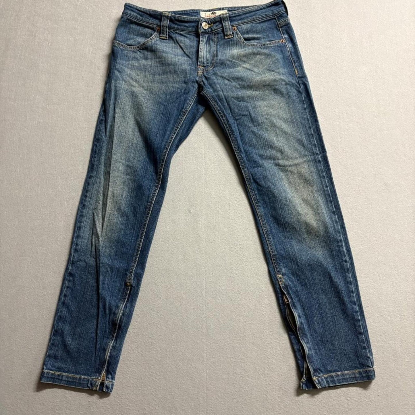 Fornarina Mia Jeans Womens 31 Blue Denim Low Rise Skinny Ankle Zip Stretch Italy