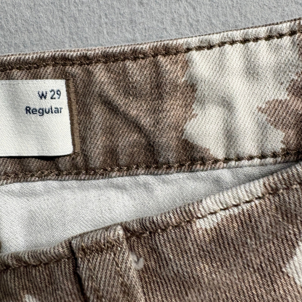 Hollister Low-Rise Baggy Jeans Womens 8R W29 Brown Cow Print Camo Wide Leg