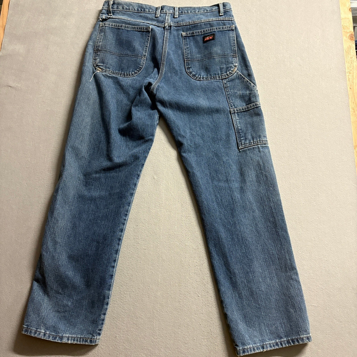 Genuine Dickies Mens Carpenter Jeans 34x32 Blue Denim Relaxed Fit Workwear