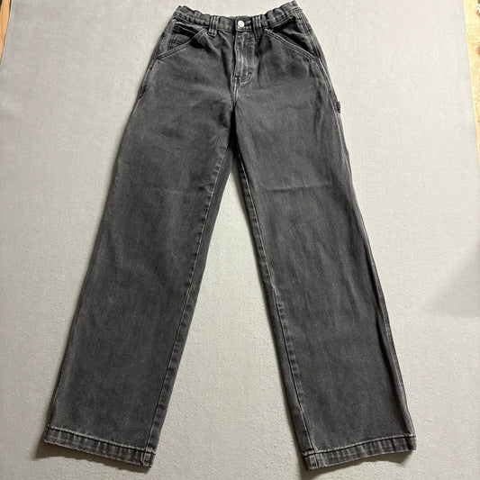 J Galt Melville Carpenter Jeans Small Black Washed High Rise Wide Leg Denim