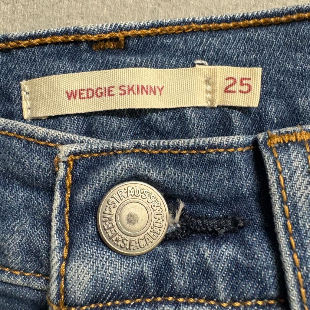 Levis Wedgie Skinny Jeans Womens 25 Blue Denim High Rise Stretch Ankle