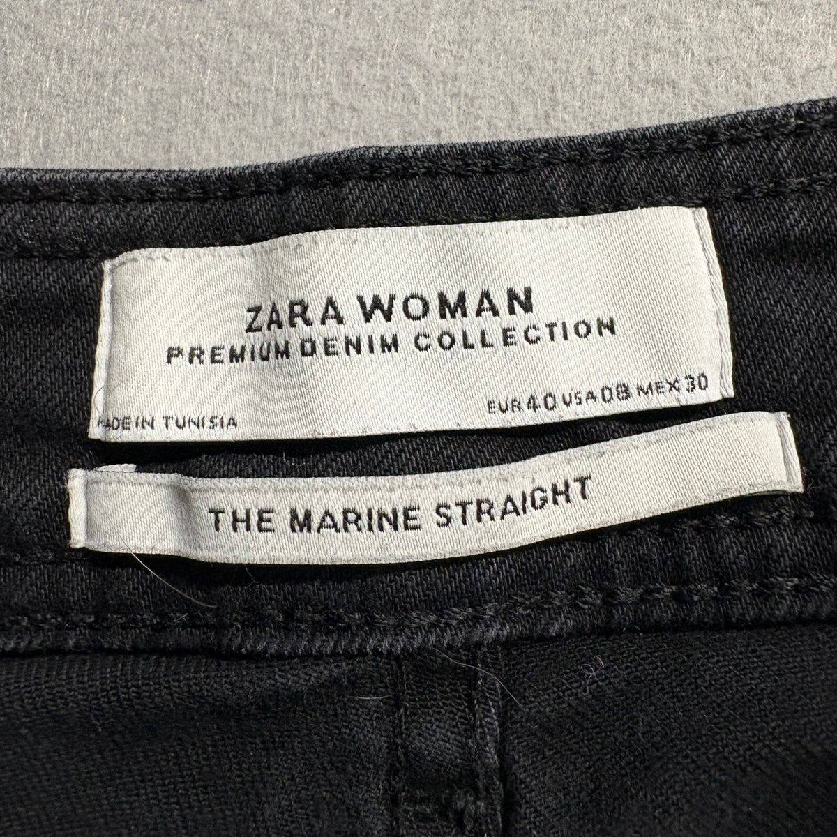 Zara Woman The Marine Straight Jeans Womens 8 Black High Rise Raw Hem Stretch
