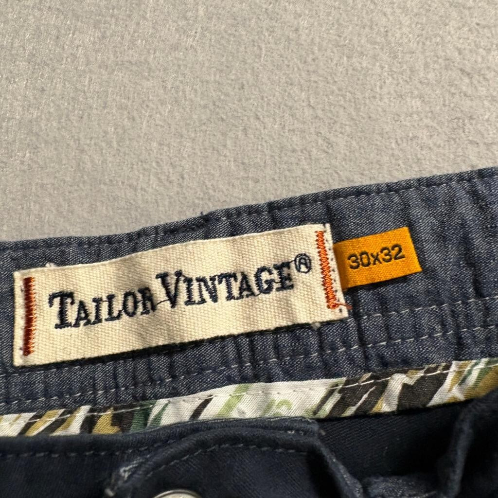 Tailor Vintage Canaan Slim Fit Pants Mens 30x32 Navy Blue Comfort Stretch