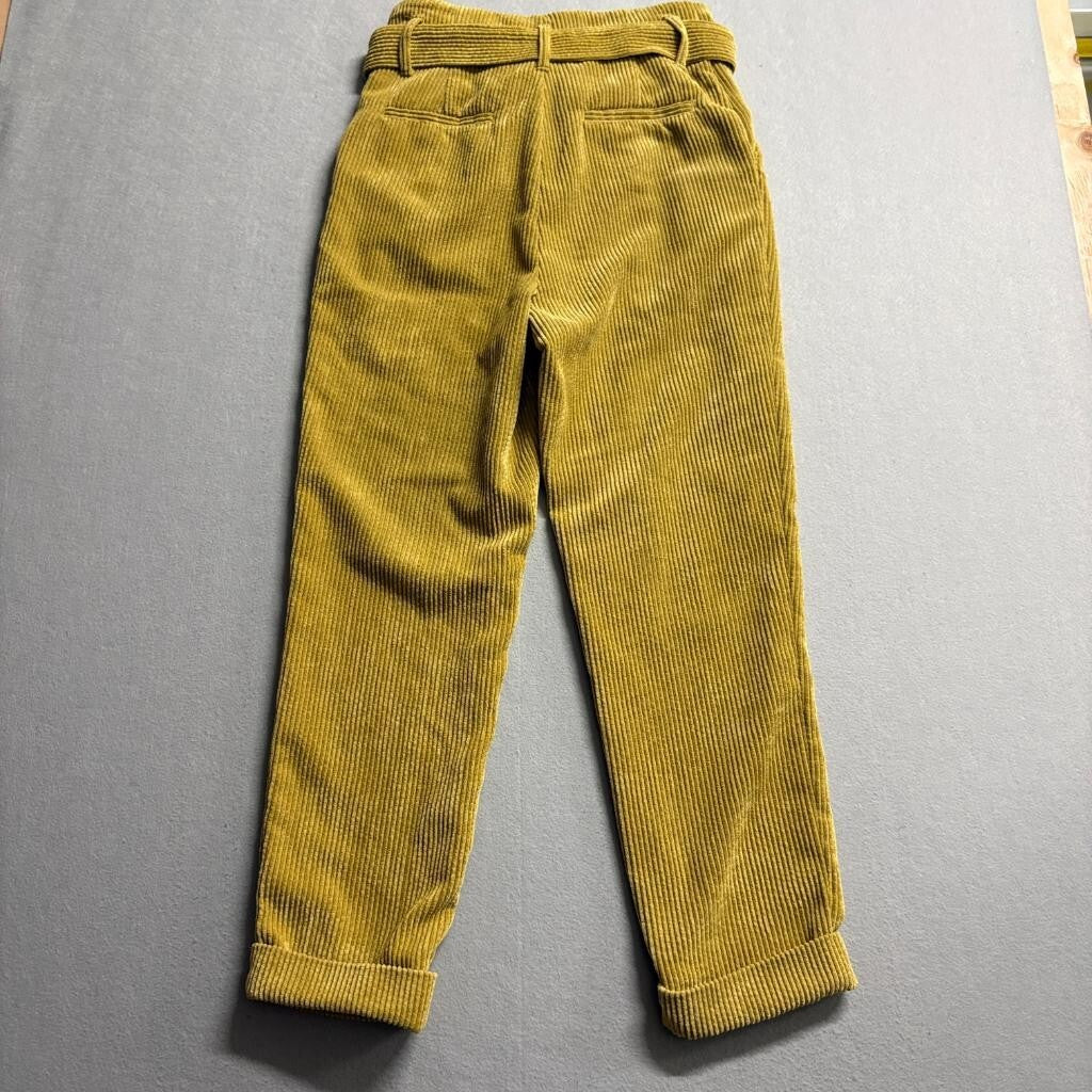 Wild Fable Corduroy Pants Womens 6 Yellow Gold High Rise Belted Tapered Pleated