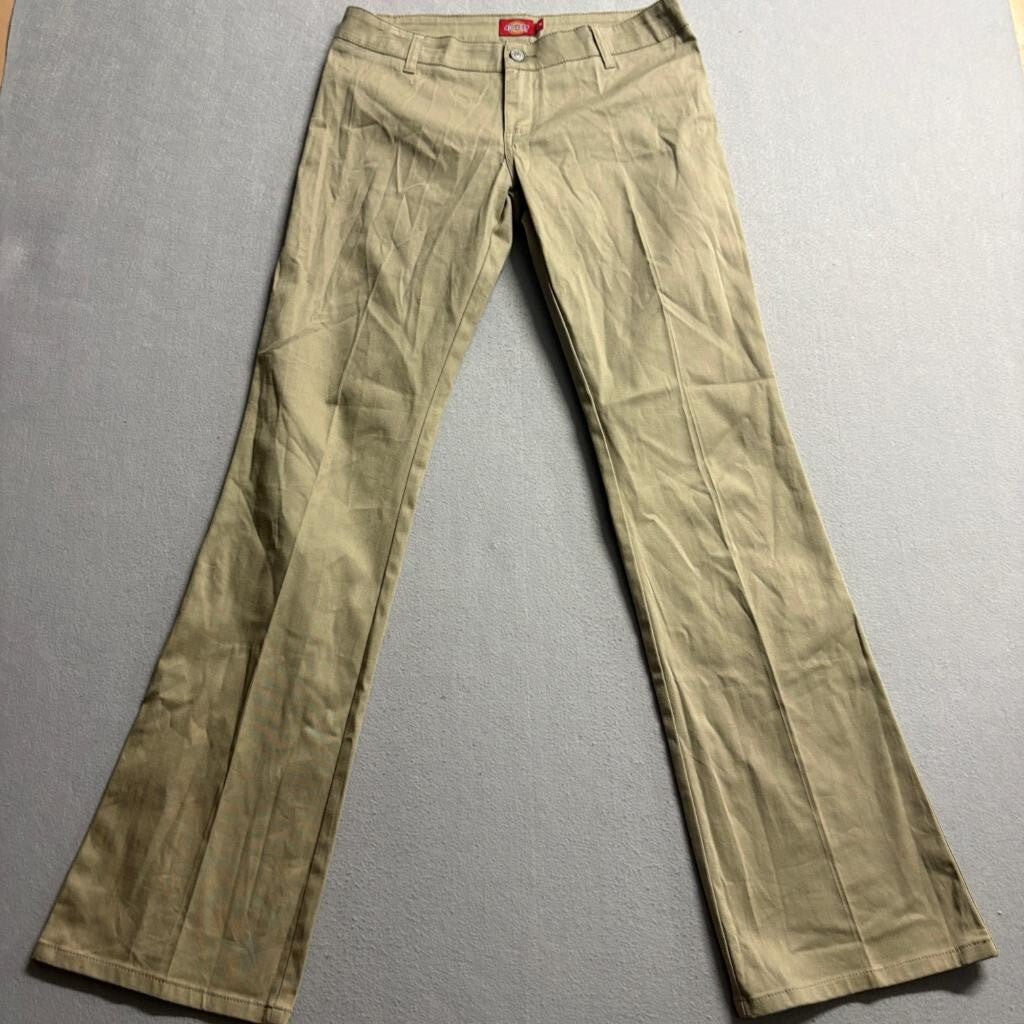 Dickies Girl Khaki Chino Pants Womens Size 9 Tan Stretch Bootcut Low Rise Work