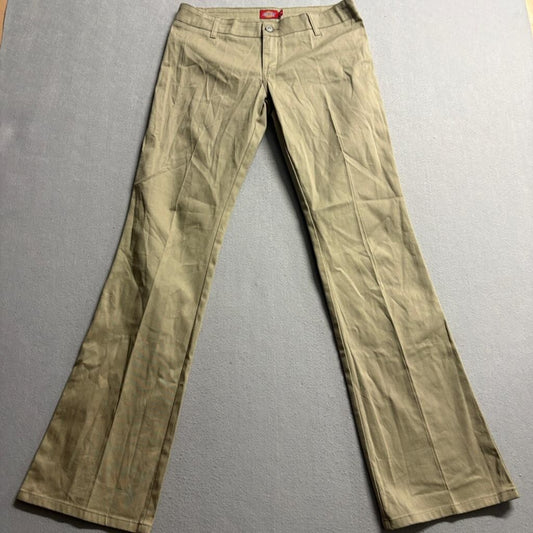 Dickies Girl Khaki Chino Pants Womens Size 9 Tan Stretch Bootcut Low Rise Work