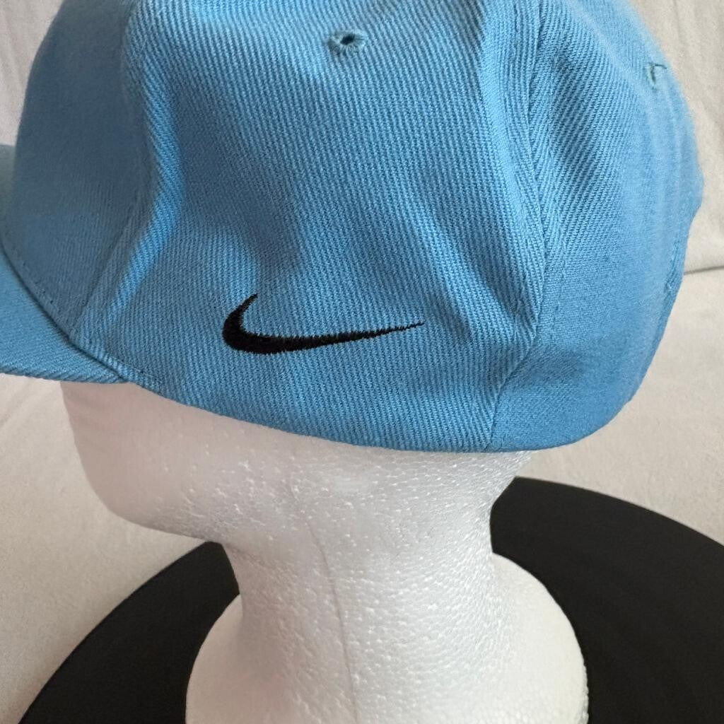 Vintage Nike Swoosh Snapback Hat Light Blue Wool Blend Sam's Cap Made in Korea