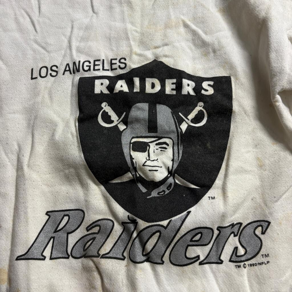 Vintage 1992 Los Angeles Raiders Tultex Sweatshirt Mens XL White NFL Distressed