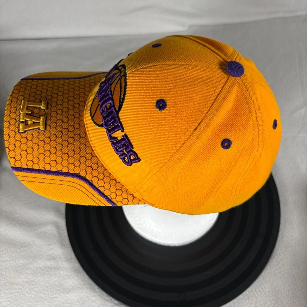 Los Angeles Lakers Hat Sam's Cap Yellow Purple LA Embroidered Hook Loop