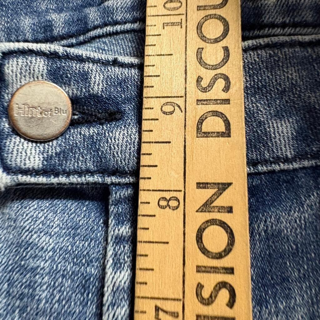 Hint of Blu Wide Leg Jeans Womens Size 25 Blue Denim Raw Hem High Rise Stretch