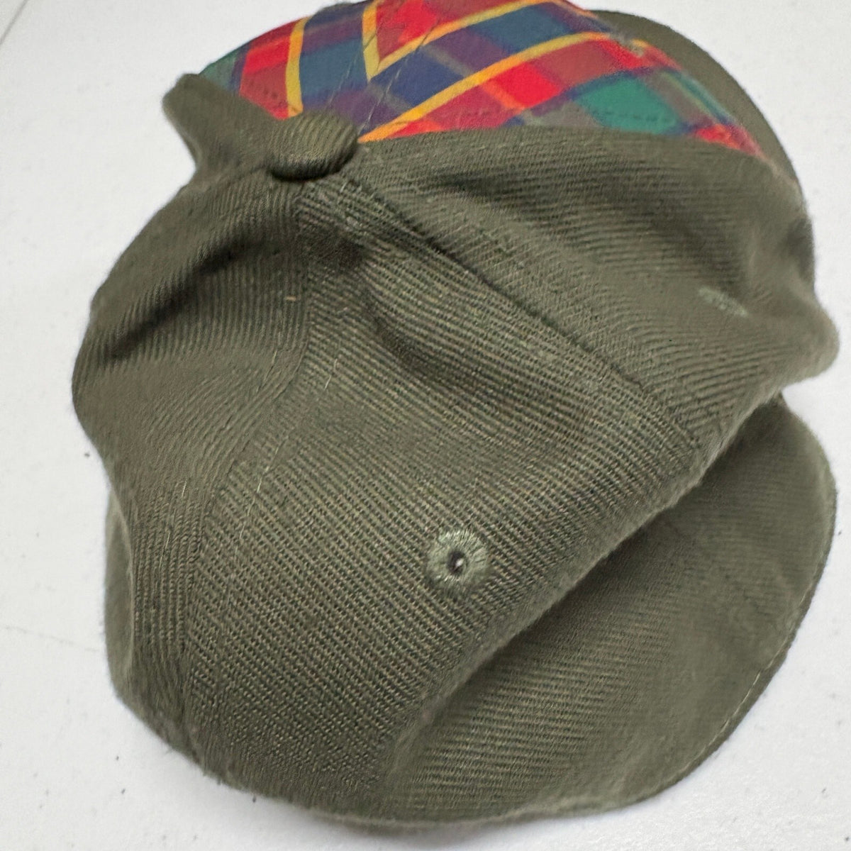 Boy Scouts Webelos Uniform Hat Cap M/L Olive Green Plaid Flex Fit