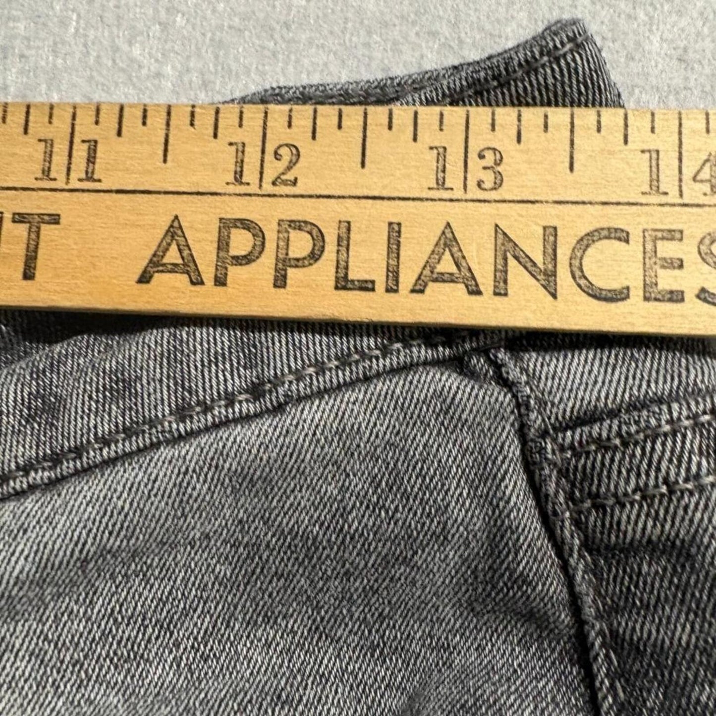 Ashley Mason Premium Cross Patch Flare Jeans Womens Size 5/27 Gray Denim