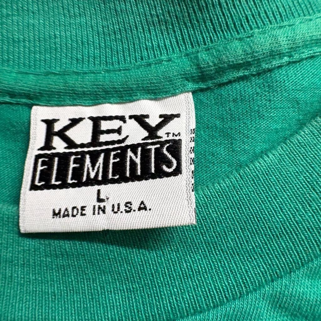 Vintage Key Elements Pocket T-Shirt Mens Large Green Single Stitch Made in USA