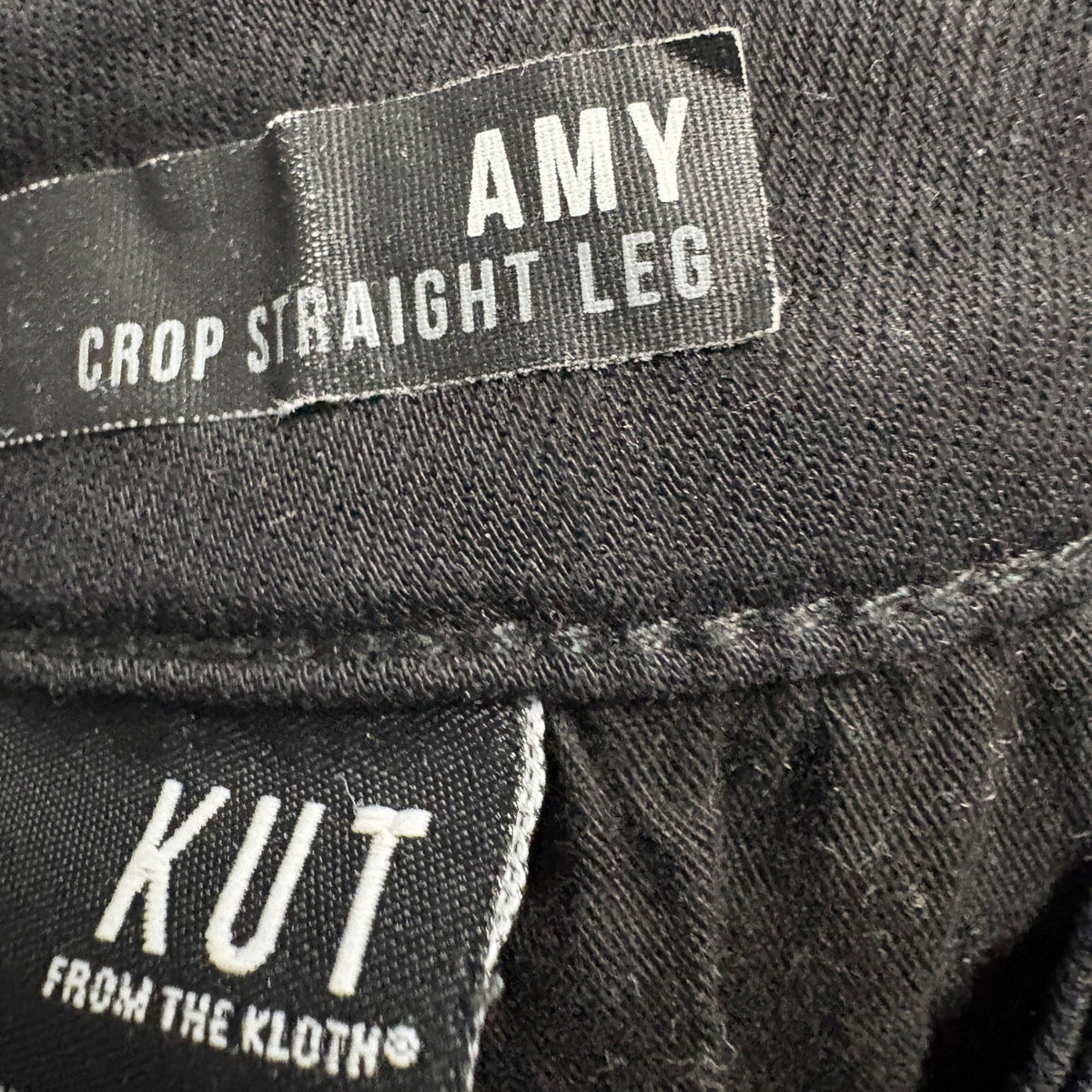 KUT from the Kloth Amy Crop Straight Leg Jeans Womens Size 2 Black Stretch Raw