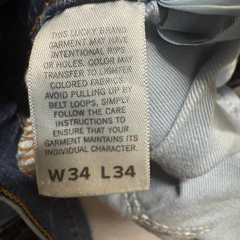 Lucky Brand 410 Athletic Straight Jeans Mens 34x34 Blue Denim Stretch Pants