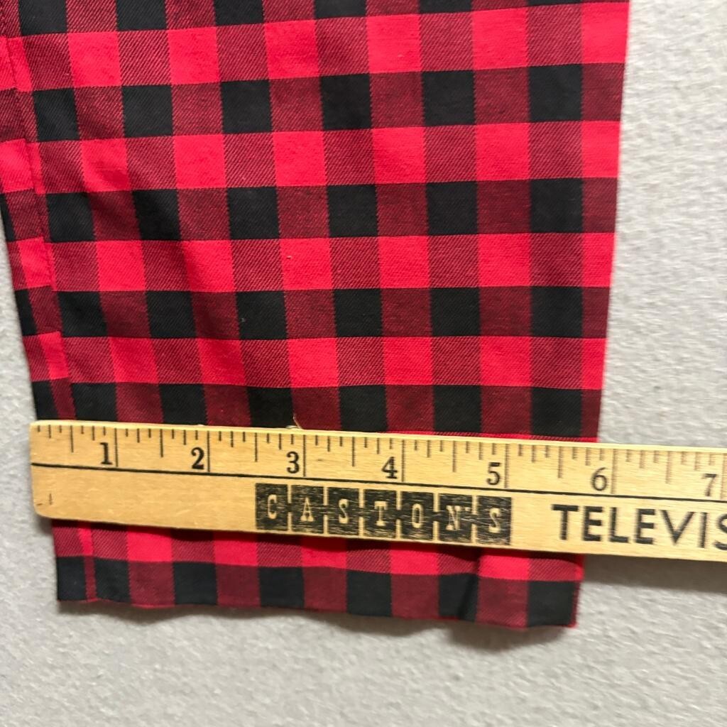 Louis Castel Red Black Buffalo Plaid Pants Womens Size 70 Cotton Blend Golf