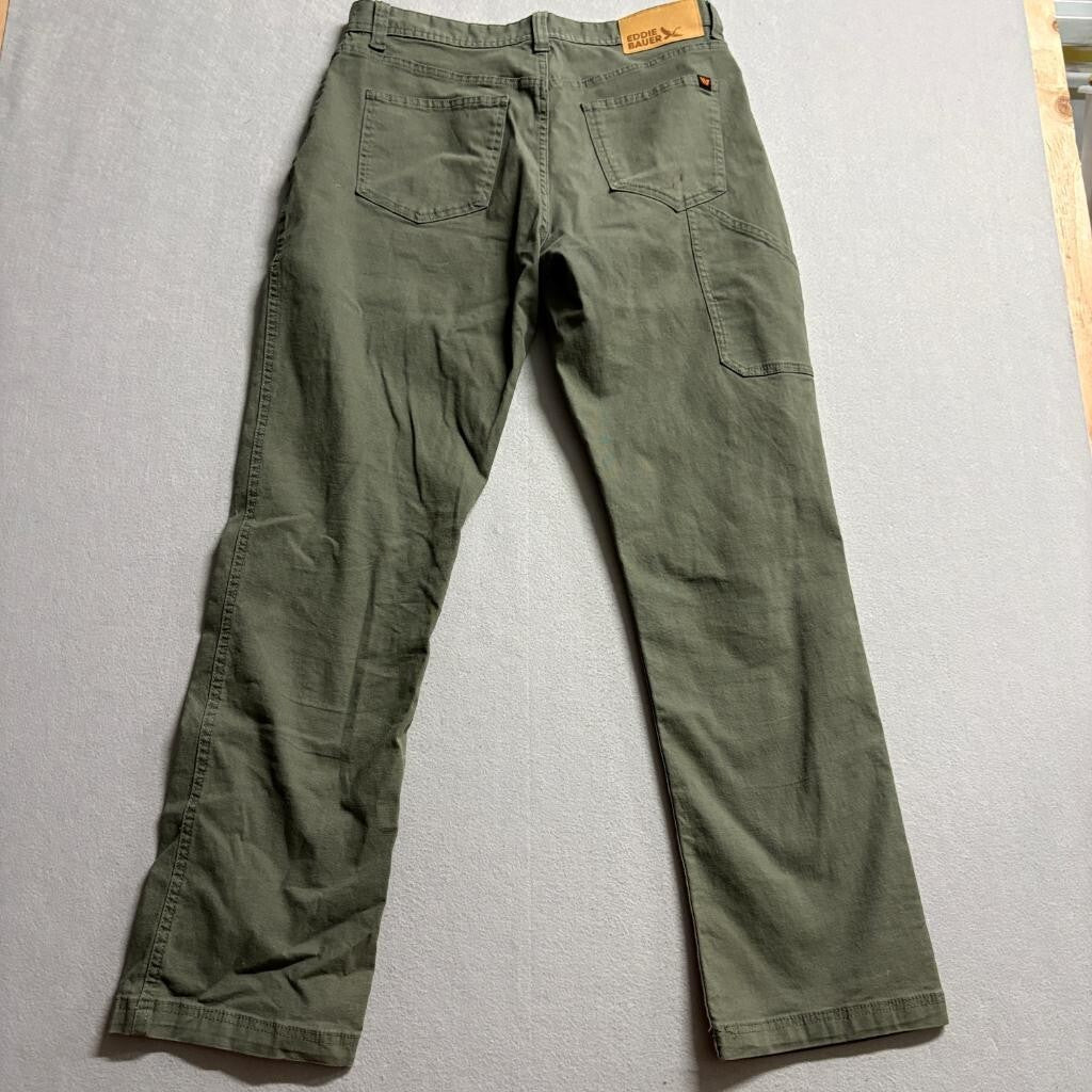 Eddie Bauer Canvas Utility Pants Mens 32x32 Green Cotton Blend Workwear