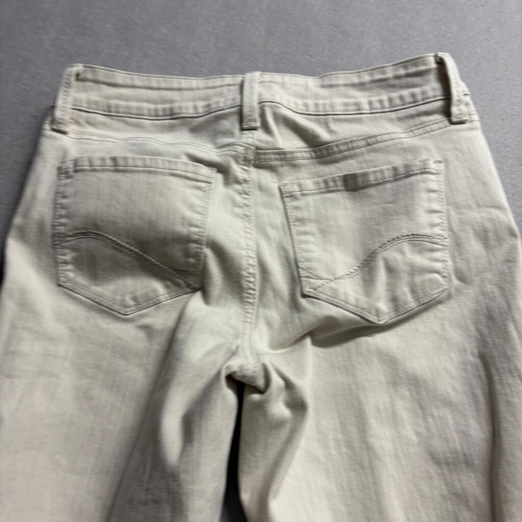 NYDJ Ankle Jeans Womens 4 Beige Tan Stretch Denim Slim Straight Pants