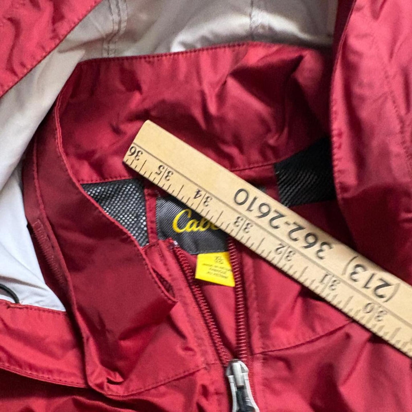 Cabelas 4Most Repel Rain Jacket Mens XL Red Gray Hooded Waterproof Windbreaker