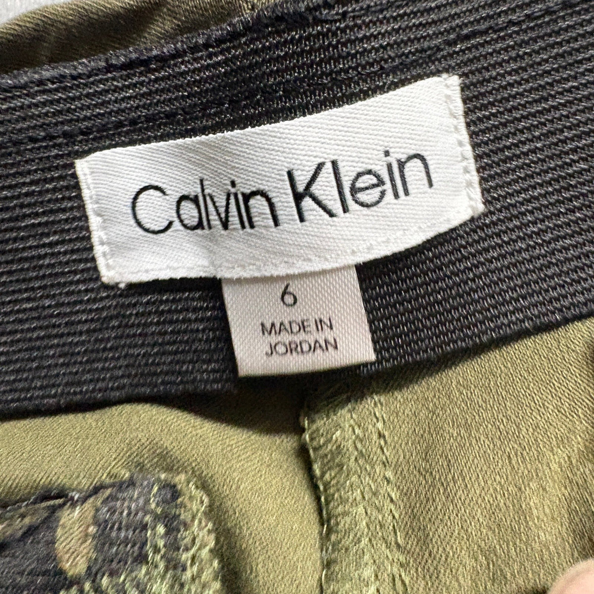 Calvin Klein Womens Pants Size 6 Olive Green Stretch Slim Fit Ankle Dress