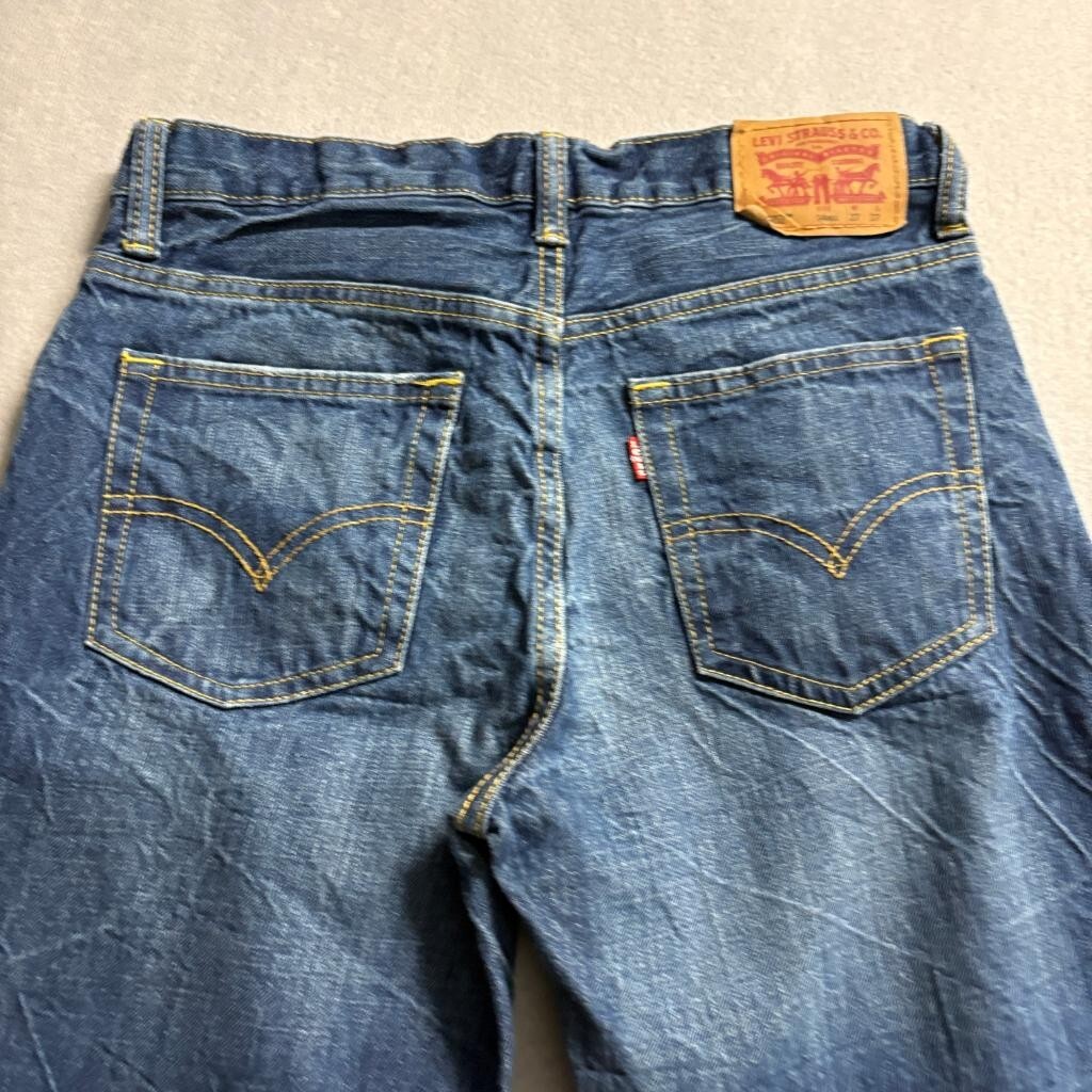 Levis 502 Regular Taper Jeans Boys 14 Reg Distressed Blue Denim 27x27