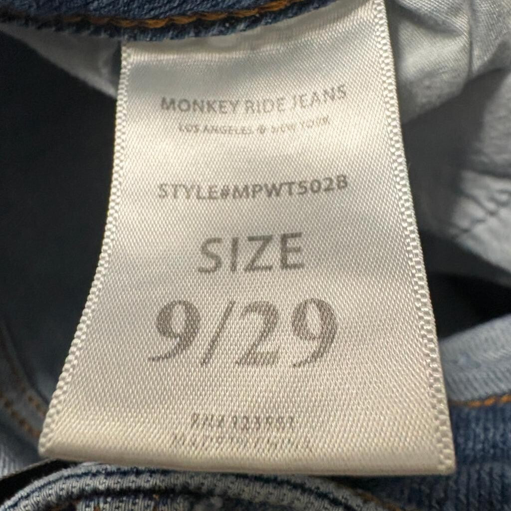 Monkey Ride Jeans Womens 9/29 Distressed Ripped Skinny Blue Denim Cropped