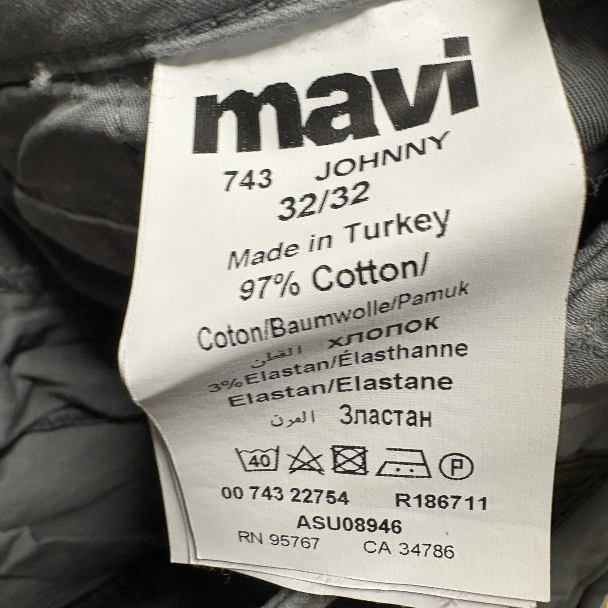 Mavi Johnny Slim Leg Pants Mens 32x32 Gray Cotton Stretch Chino Trousers