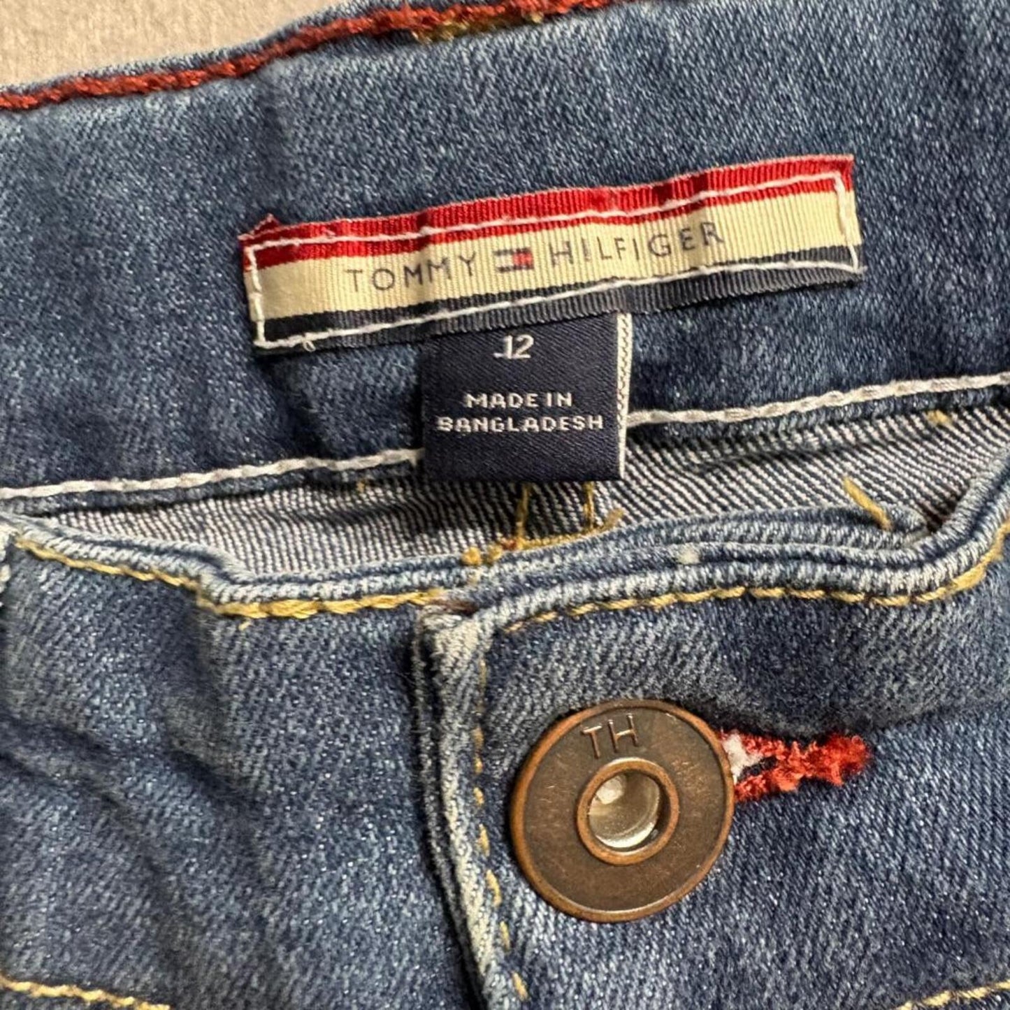 Tommy Hilfiger Boys Revolution Slim Jeans Size 12 Blue Denim Distressed Ripped