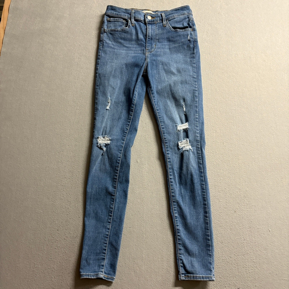 Levi's 720 High Rise Super Skinny Jeans Womens 27x30 Distressed Blue Denim
