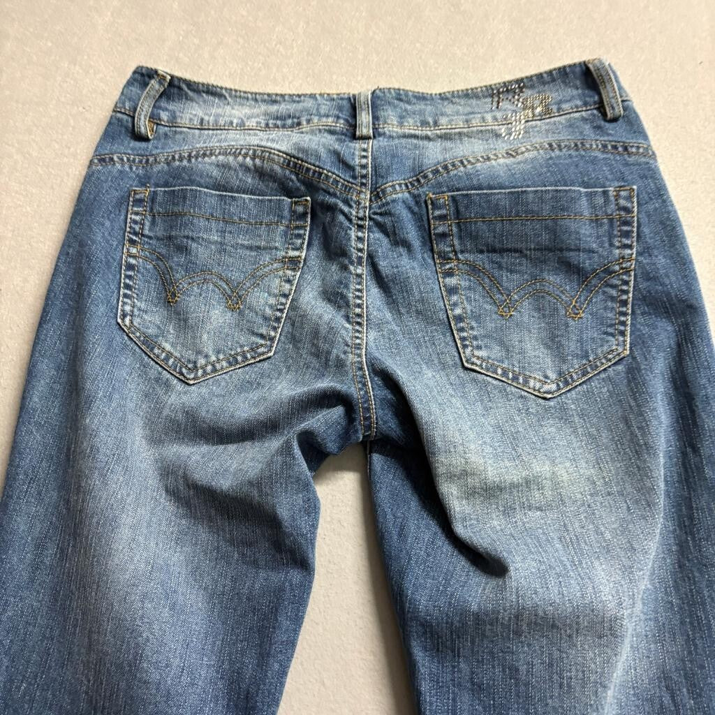 Rinascimento Linea Kitana Jeans Womens 46 Blue Denim Straight Leg Rhinestone IT