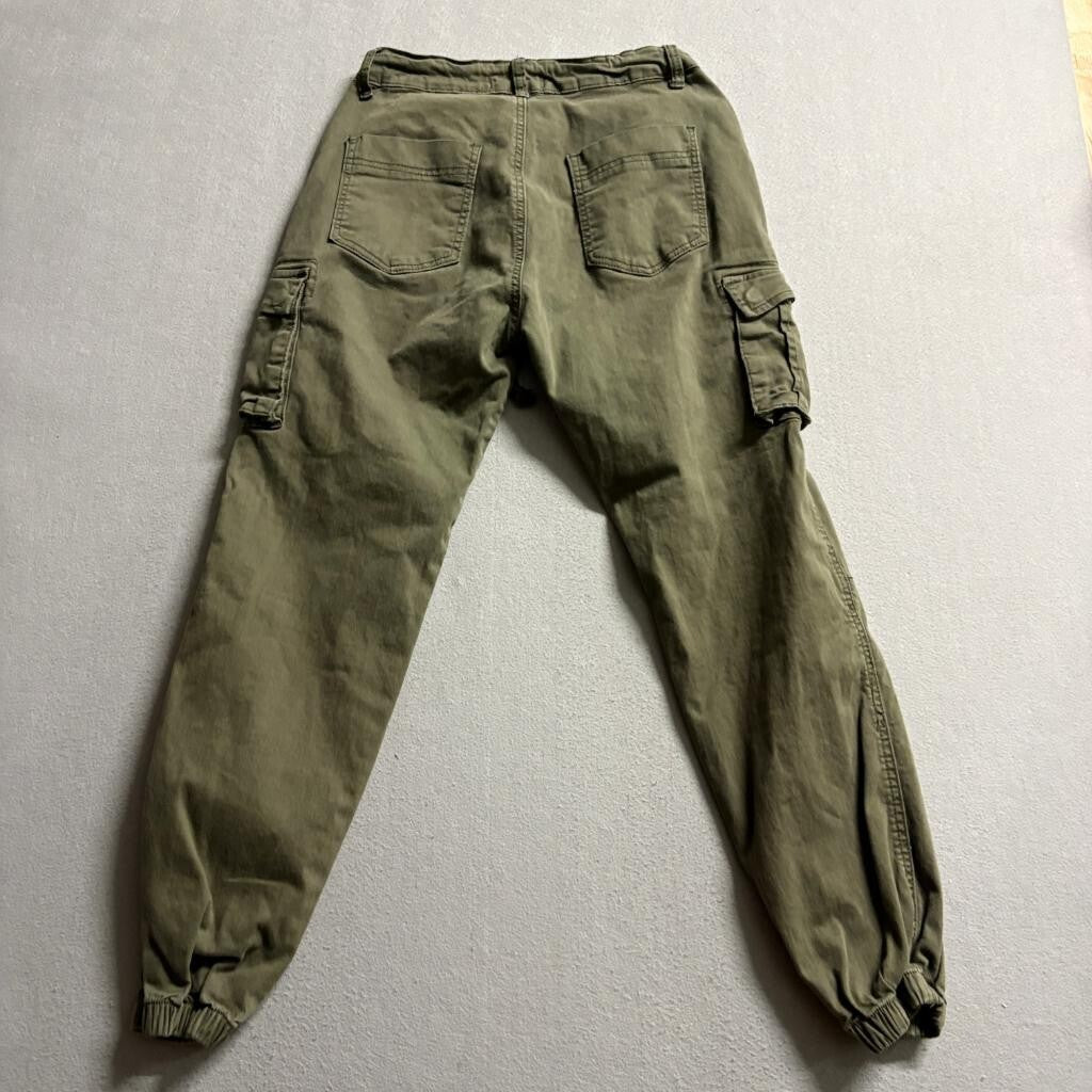 American Bazi Womens Cargo Jogger Pants Size M Olive Green Utility Drawstring