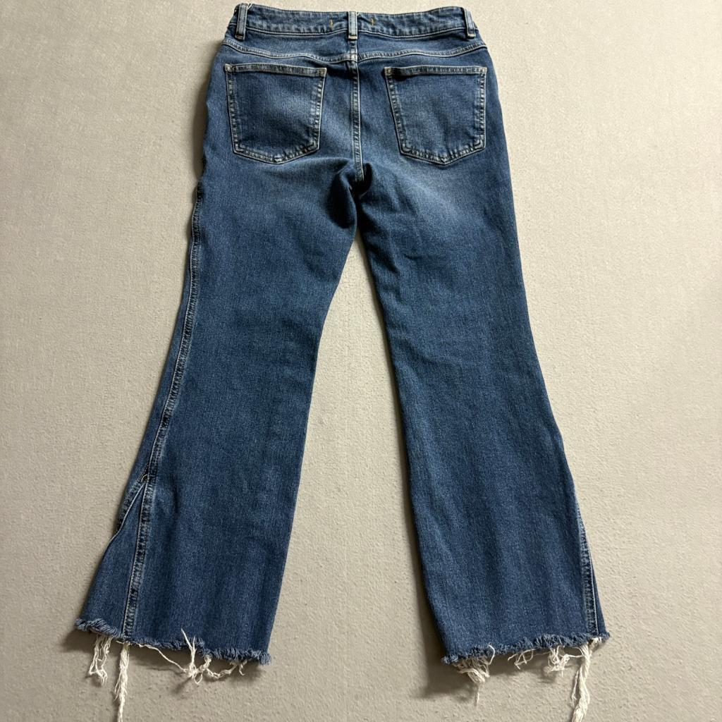 Free People Crop Flare Jeans Womens Size 28 Blue Denim Distressed Raw Hem