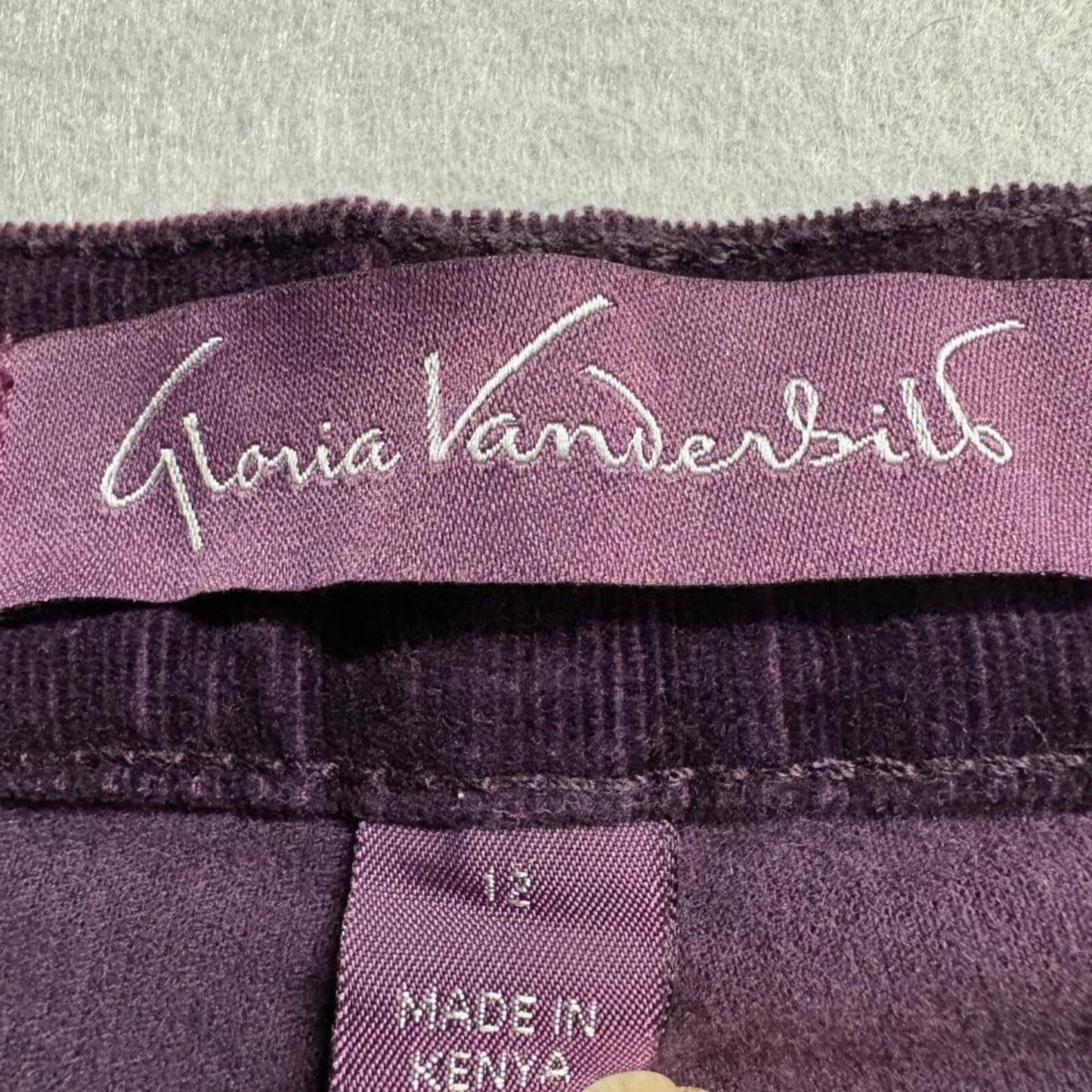 Gloria Vanderbilt Corduroy Pants Womens 12 Short Purple Stretch Straight Leg