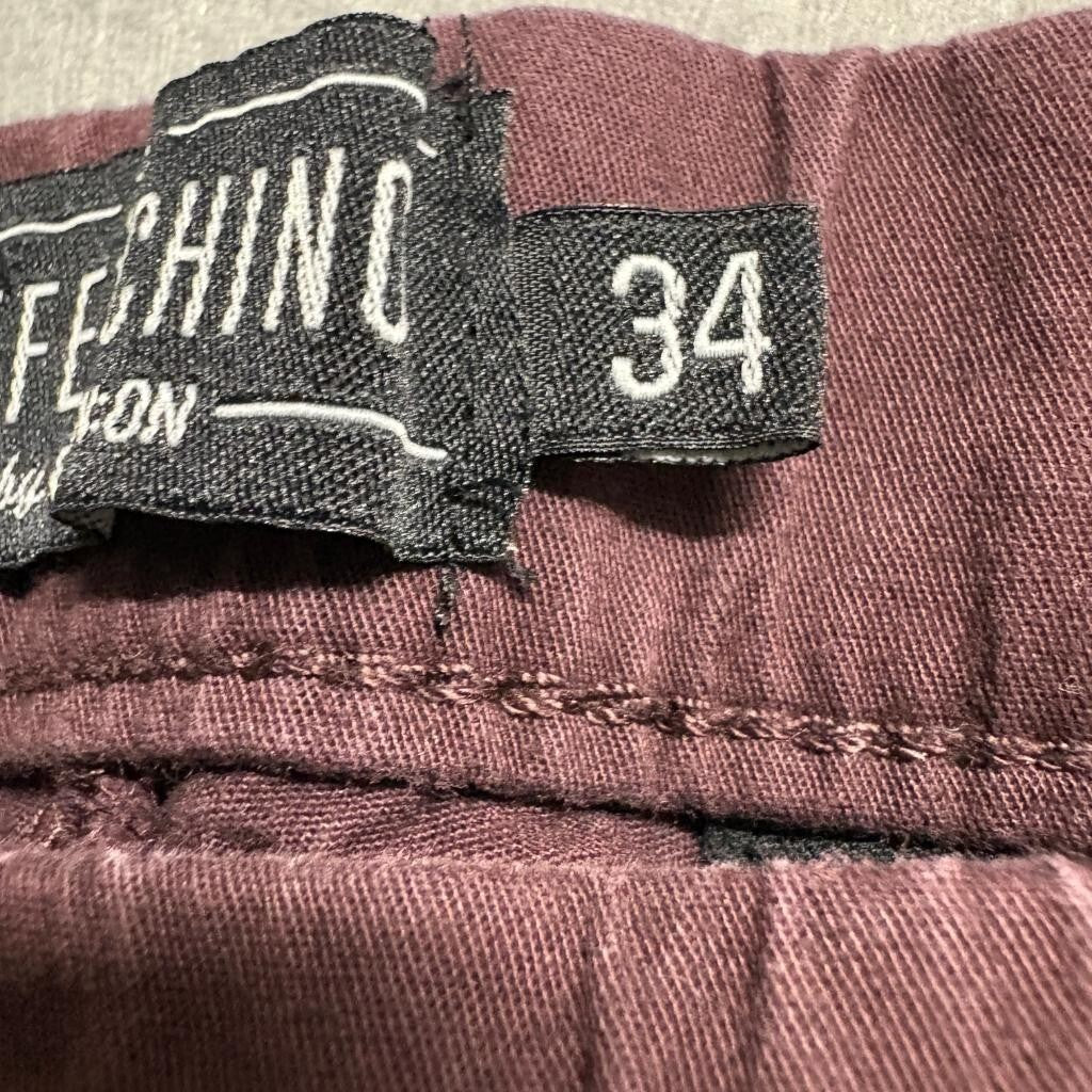 Cotton On The Cuffed Chino Pants Mens 34 Burgundy Maroon Joggers Stretch