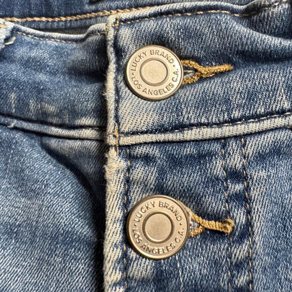 Lucky Brand Bridgette High Rise Skinny Jeans Womens 0/25 Blue Button Fly Raw Hem