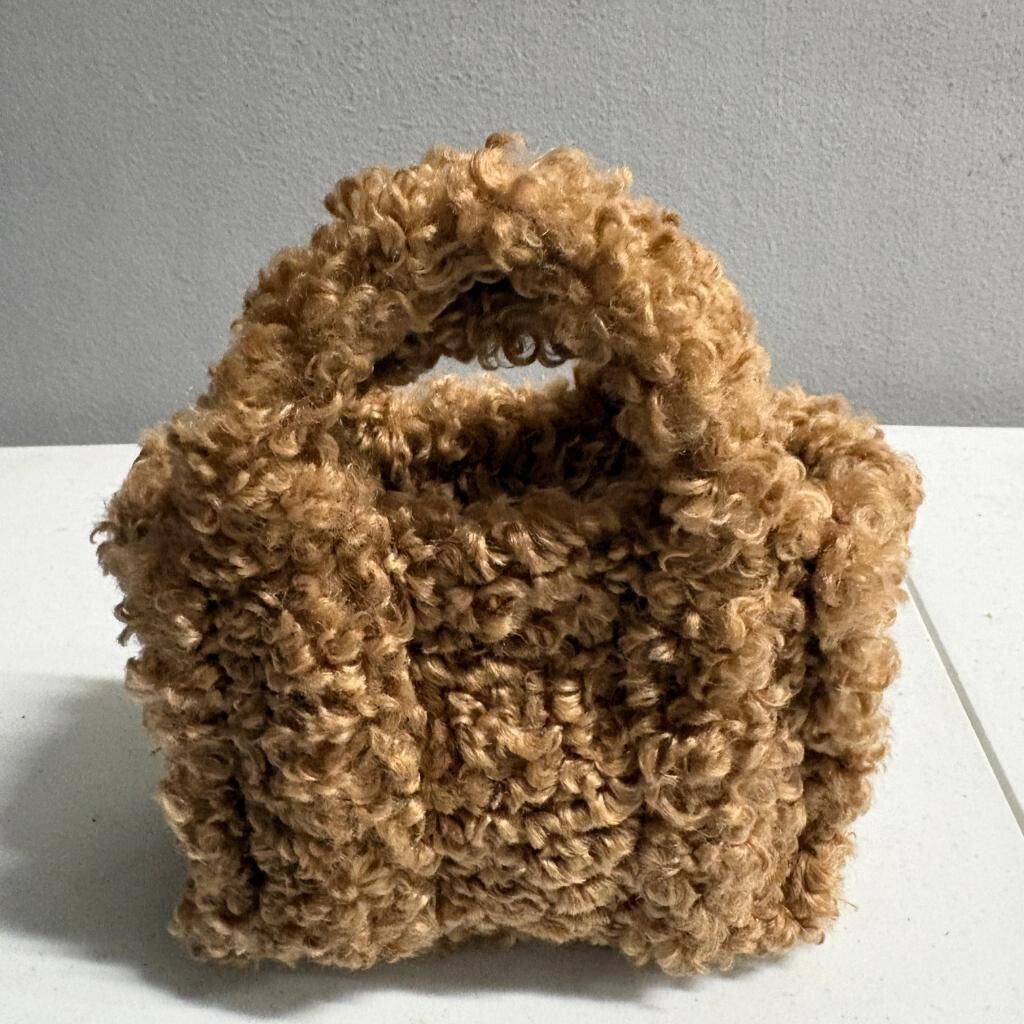 BDG Urban Outfitters Sherpa Mini Tote Bag Brown Fleece Teddy Bear Top Handle
