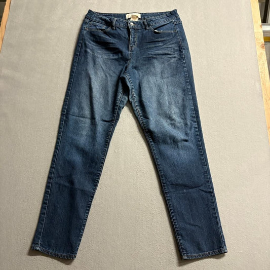 Cafe Denim Premium Jeans Womens Size 14 Blue Stretch Straight Leg Medium Wash