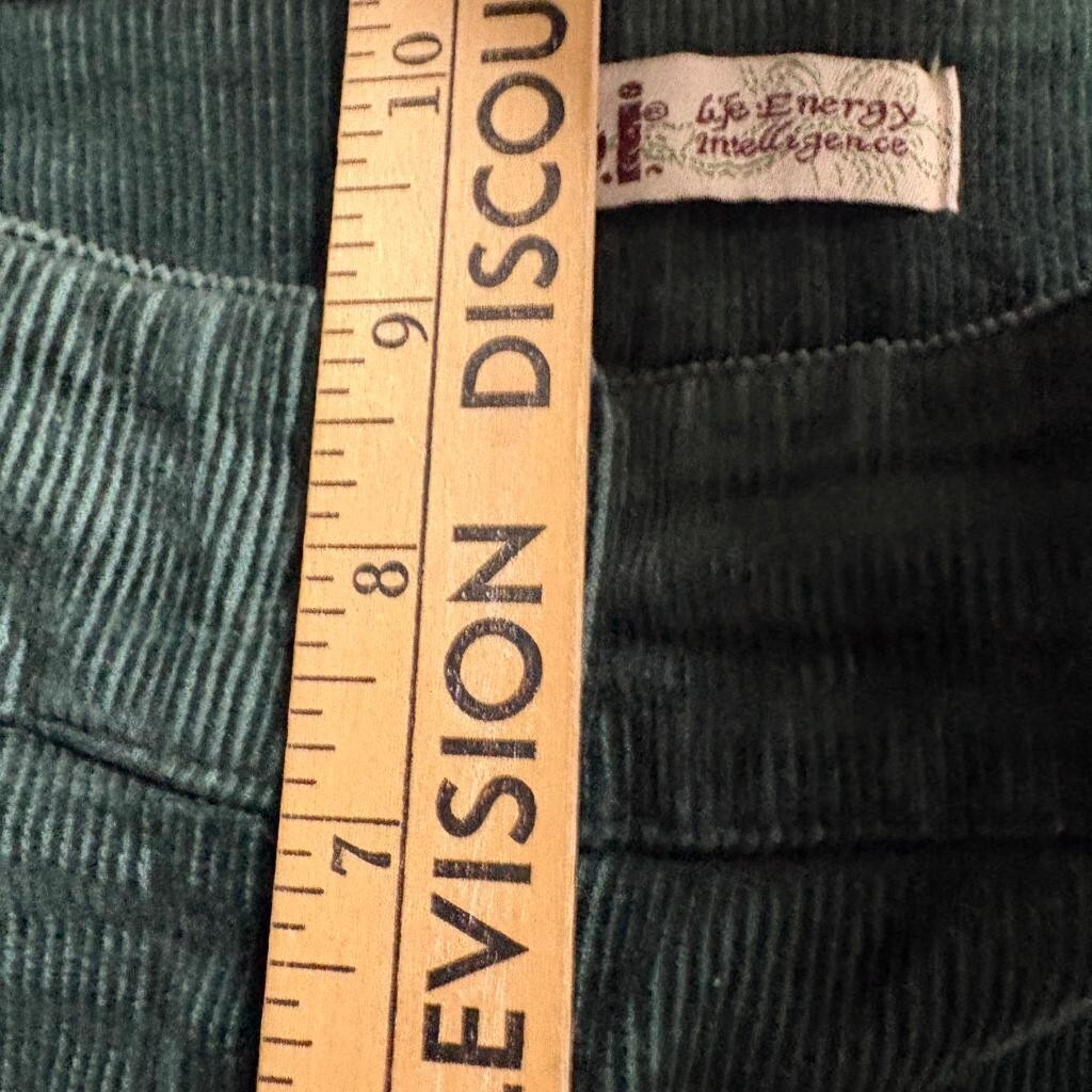 L.E.I. Corduroy Pants Womens 11 Green Flare Leg Low Rise Y2K Stretch Cord