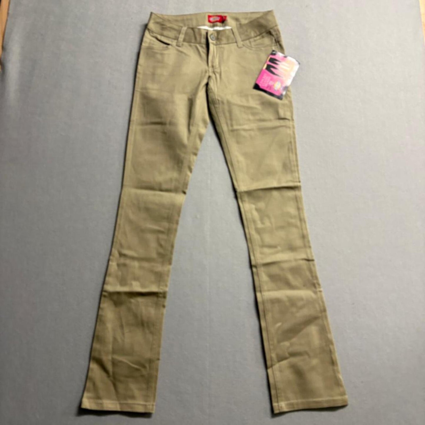 Dickies Girl Low Rise Skinny Pants Womens Size 1 Khaki Beige Chino HH164 NWT