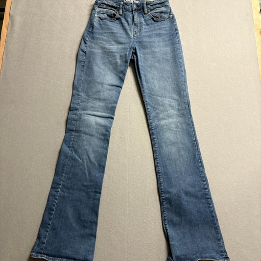 Lands End Mid Rise Curvy Bootcut Jeans Womens Size 6 Tall Blue Denim Stretch