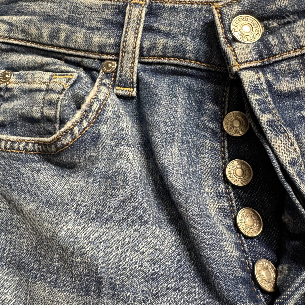 7 For All Mankind High Waist Josefina Jeans Womens 24 Distressed Button Fly Blue