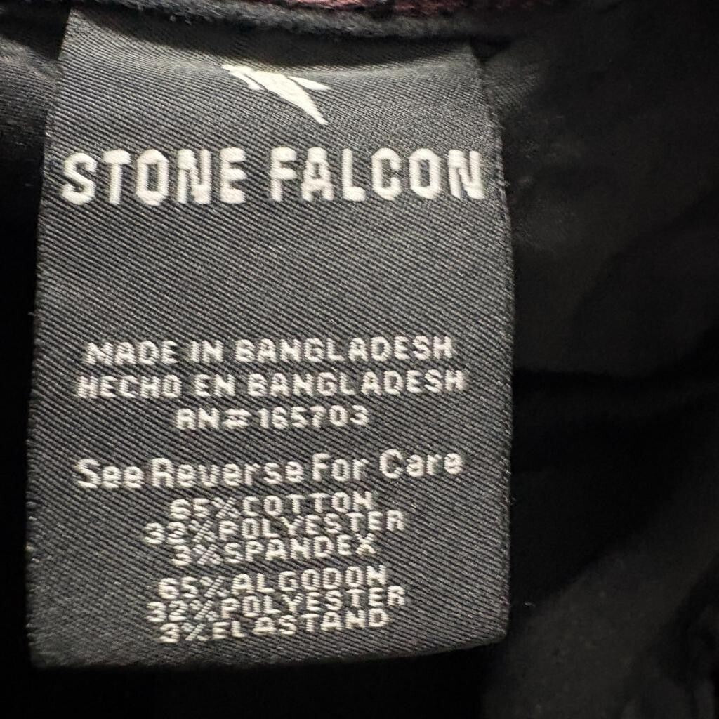 Stone Falcon Slim Fit Jeans Mens 36x32 Black Distressed Raw Hem Denim Pants