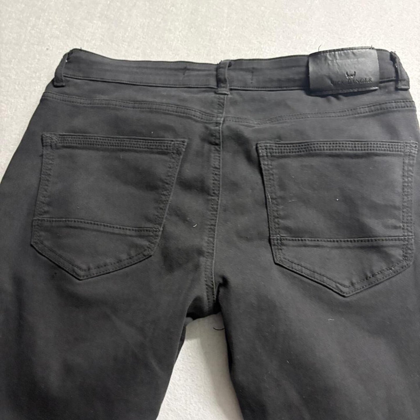 Nick Danger Mens Moto Jeans 32x30 Black Stretch Slim Fit Biker Denim