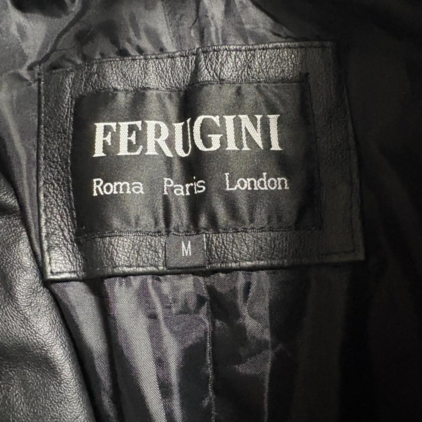 Ferugini Black Leather Blazer Jacket Womens Medium Vintage Western Two Button