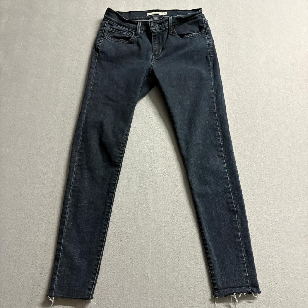 Levi's 710 Super Skinny Jeans Womens 27 Dark Wash Raw Hem Stretch Denim W27 L30