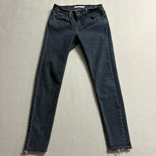Levi's 710 Super Skinny Jeans Womens 27 Dark Wash Raw Hem Stretch Denim W27 L30